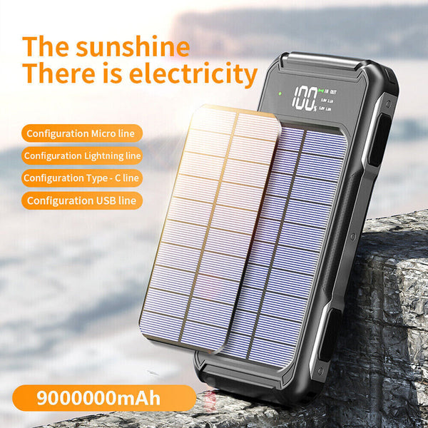 Solar Power Bank 20000mAh 4 USB Backup External Battery Charger For Cell Phone