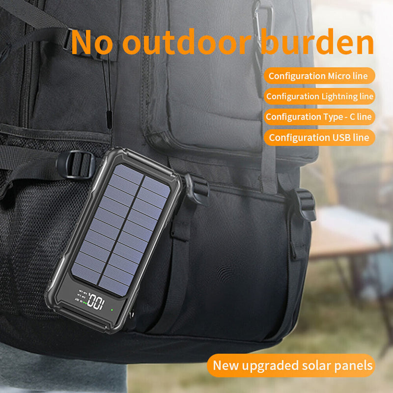 Solar Power Bank 20000mAh 4 USB Backup External Battery Charger For Cell Phone